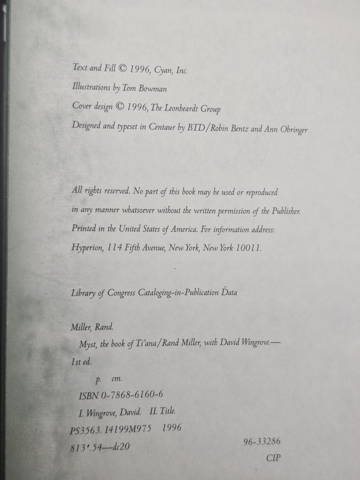 Myst : The Book of Ti’Ana Rand, Miller, Robyn, Wingrove, David Mi