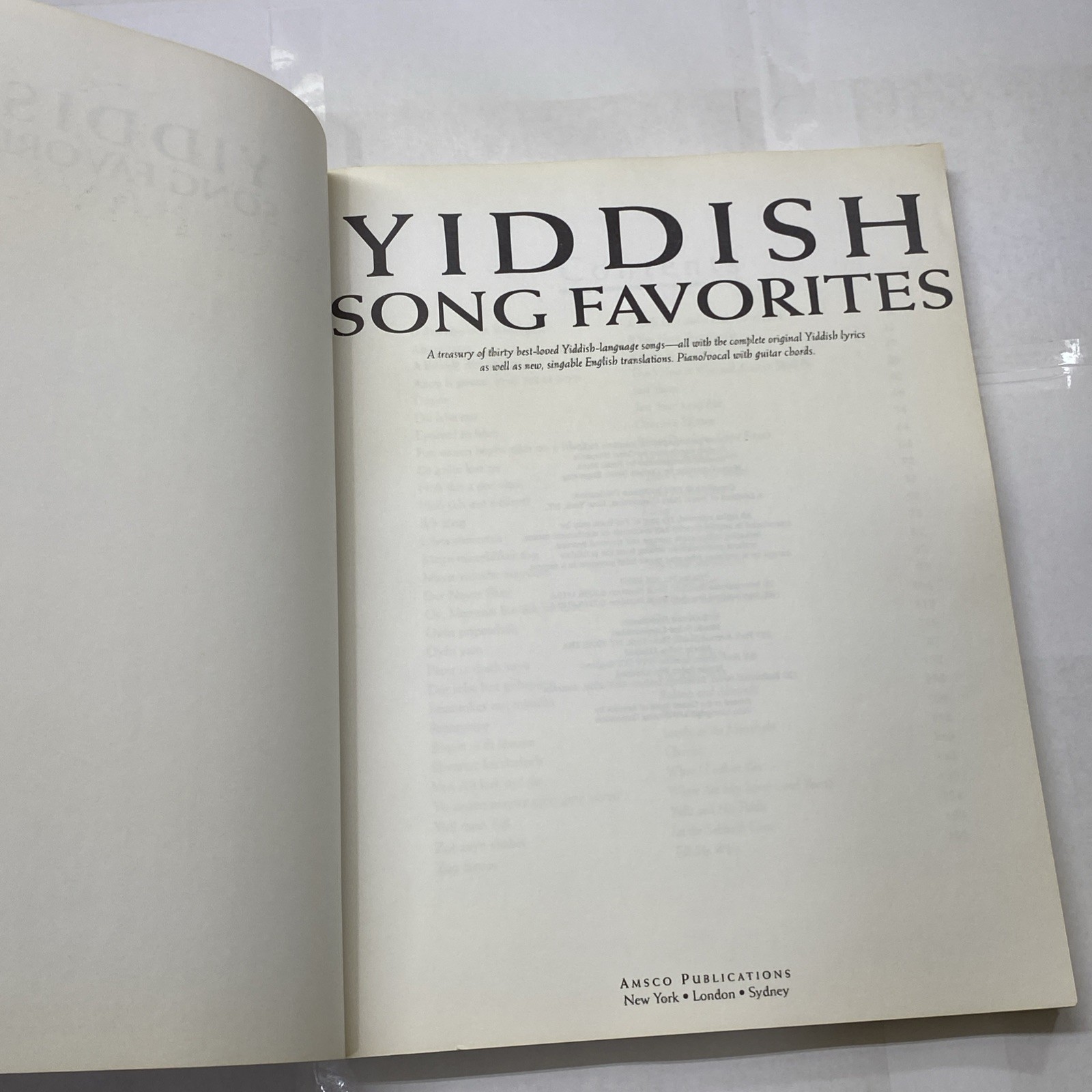 Yiddish Song Favorites (Amsco Publications) Songbook with Sheet Music 1994 PB