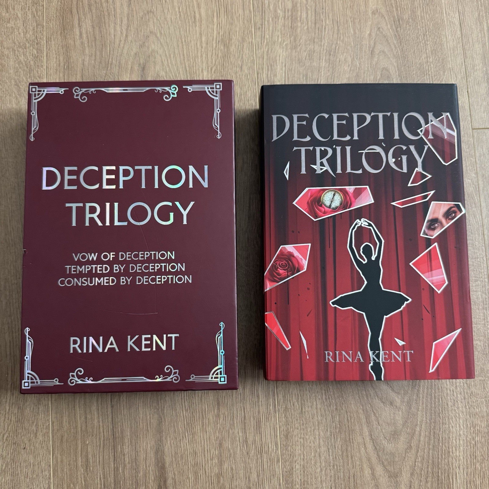 Books For Days Crate Rina Kent Deception Trilogy Hardcover & Case Red Edges