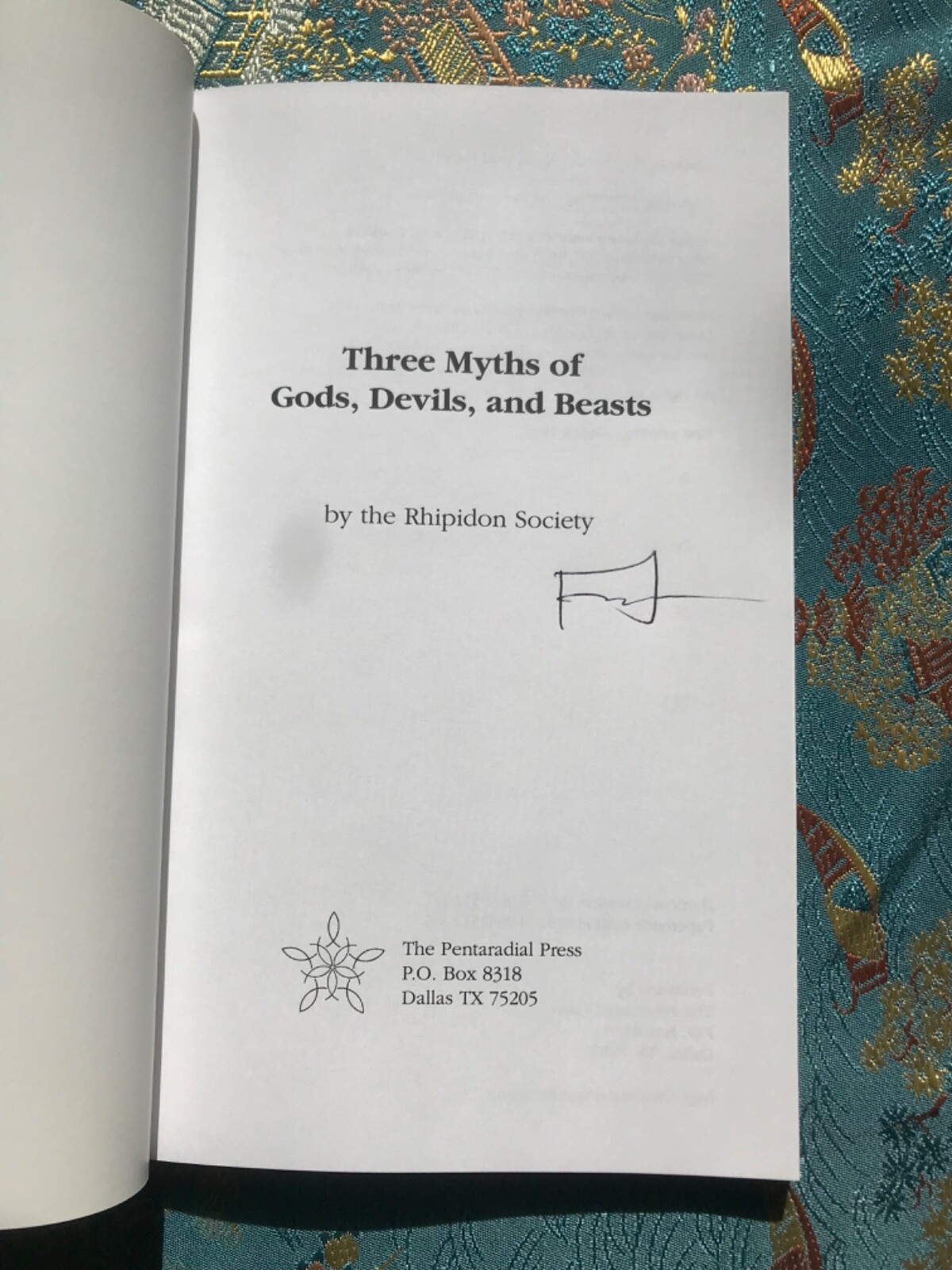 SIGNED Occult book Three Myths of Gods, Devils, Beasts Phoenix Baphomet Dionysus