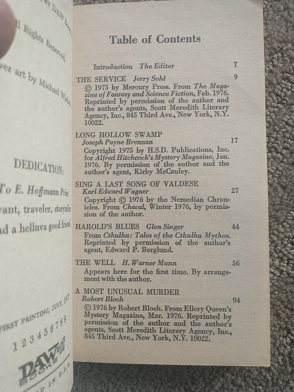 The Year’s Best Horror Stories: Series V edited by Gerald Page. 1st print 1977