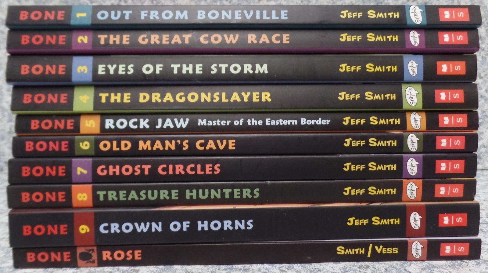 BOOK Lot of 10 Bone By Jeff Smith Paperback 1-9 + Rose NEW