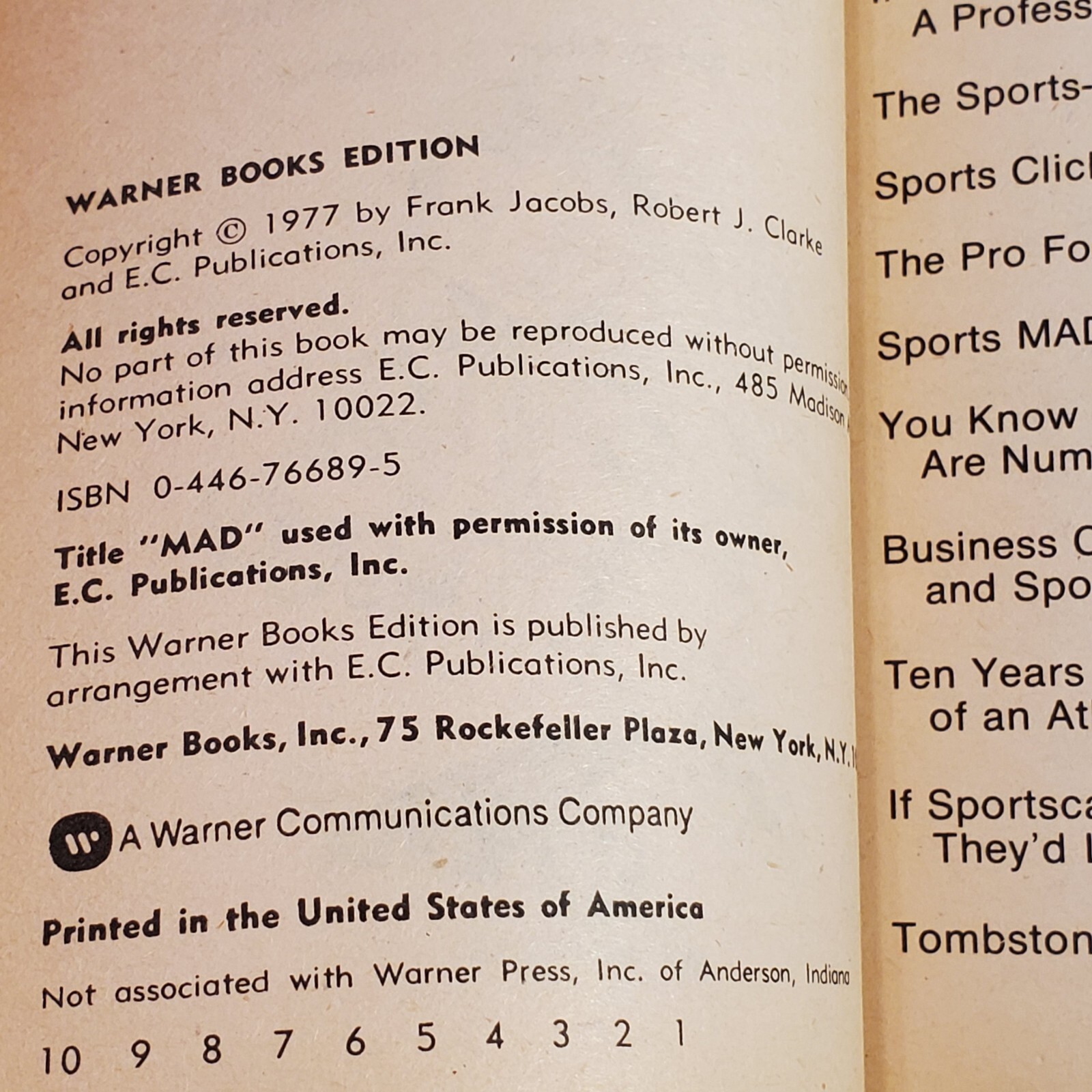 More MAD About Sports Paperback Book By Frank Jacobs 1977 Warner Books