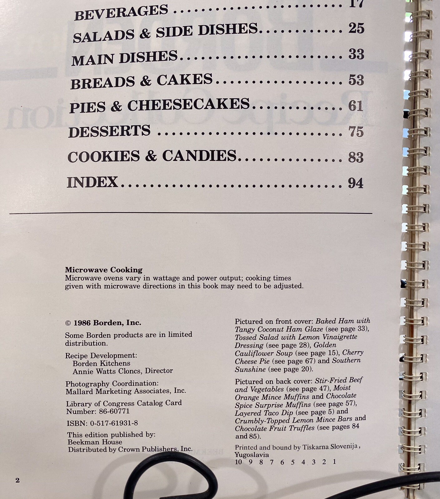 Borden Recipe Collection 1982 cookbook 96 pages