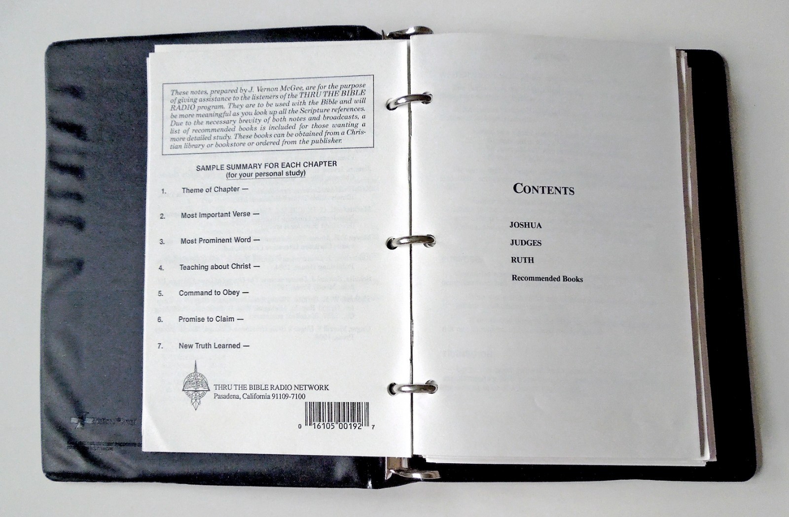 J. Vernon McGee’s Notes on the Holy Bible (partially complete, w/binder)