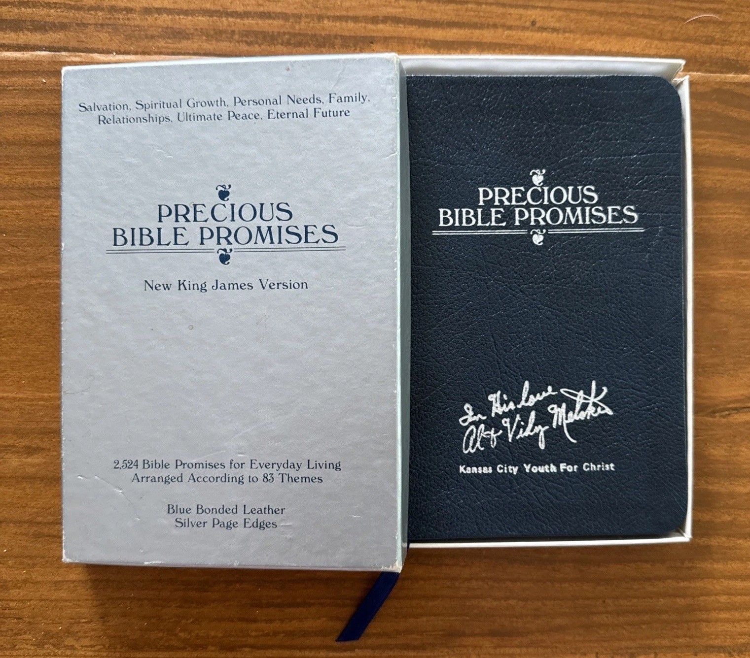 Precious Bible Promises NKJV Jim Tammy Bakker Blue Leather Thomas Nelson Box