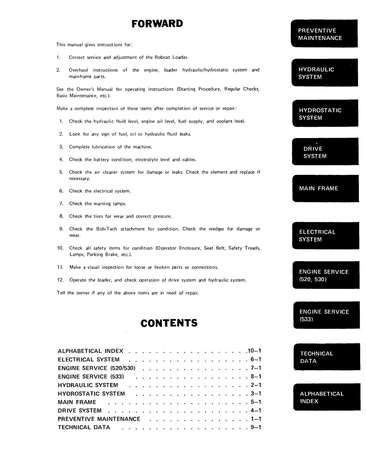 BOBCAT 520 530 533 Service Manual – SECURED – FRONT & BACK – XL FOLDOUT PAGES