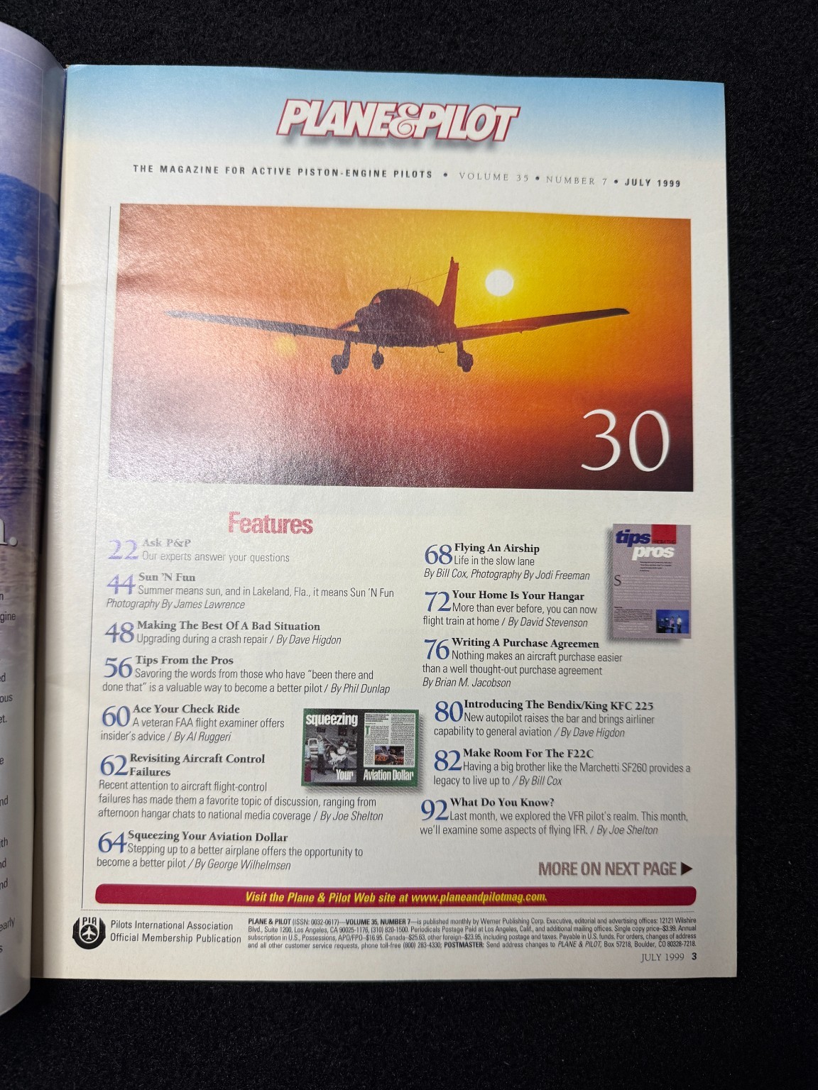 Plane & Pilot Magazine July 1999 Aviation Flying Aircraft Pilot Training Vintage