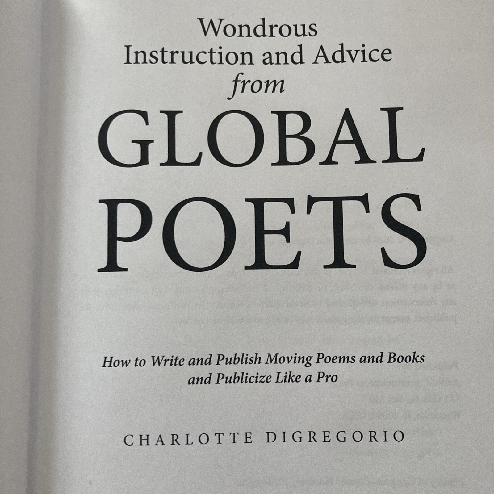 Wondrous Instruction And Advice From GLOBAL POETS by Charlotte Digregorio – New