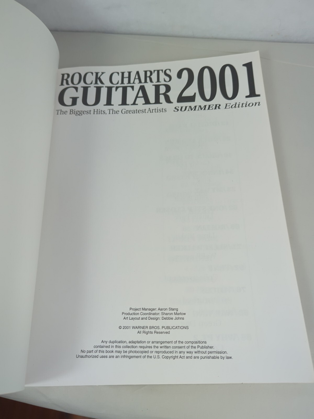 ROCK CHARTS GUITAR 2001 SUMMER EDITION: AUTHENTIC GUITAR Tab Edition
