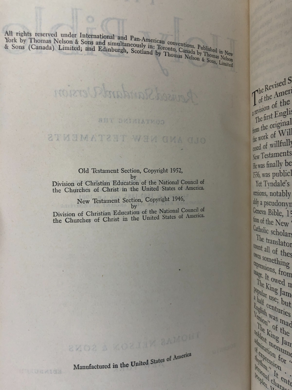 Nelson RSV Bible 1952 Revised Standard Version Vintage unmarked see details