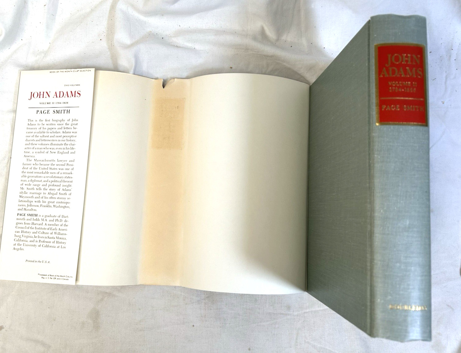 John Adams by Page Smith Vols 1 & 2 HC DJ 1962 Slipcase Biography BOMC