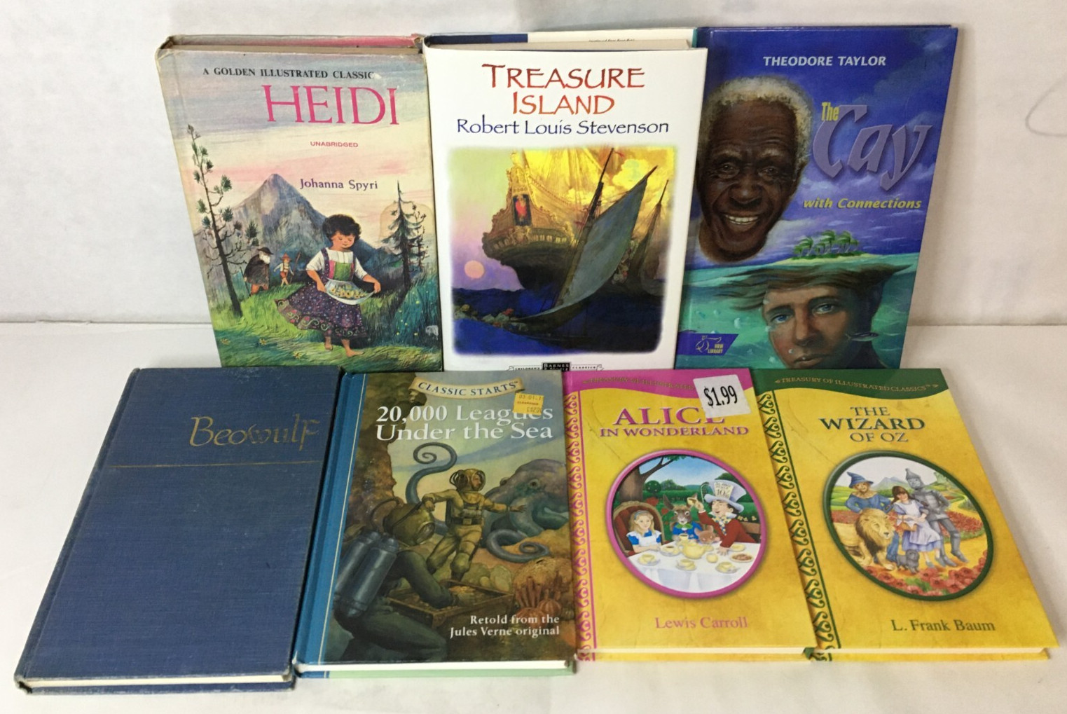 Classic Literature Lot of 7 – Wizard of Oz Alice 20,000 Leagues Cay Heidi Island
