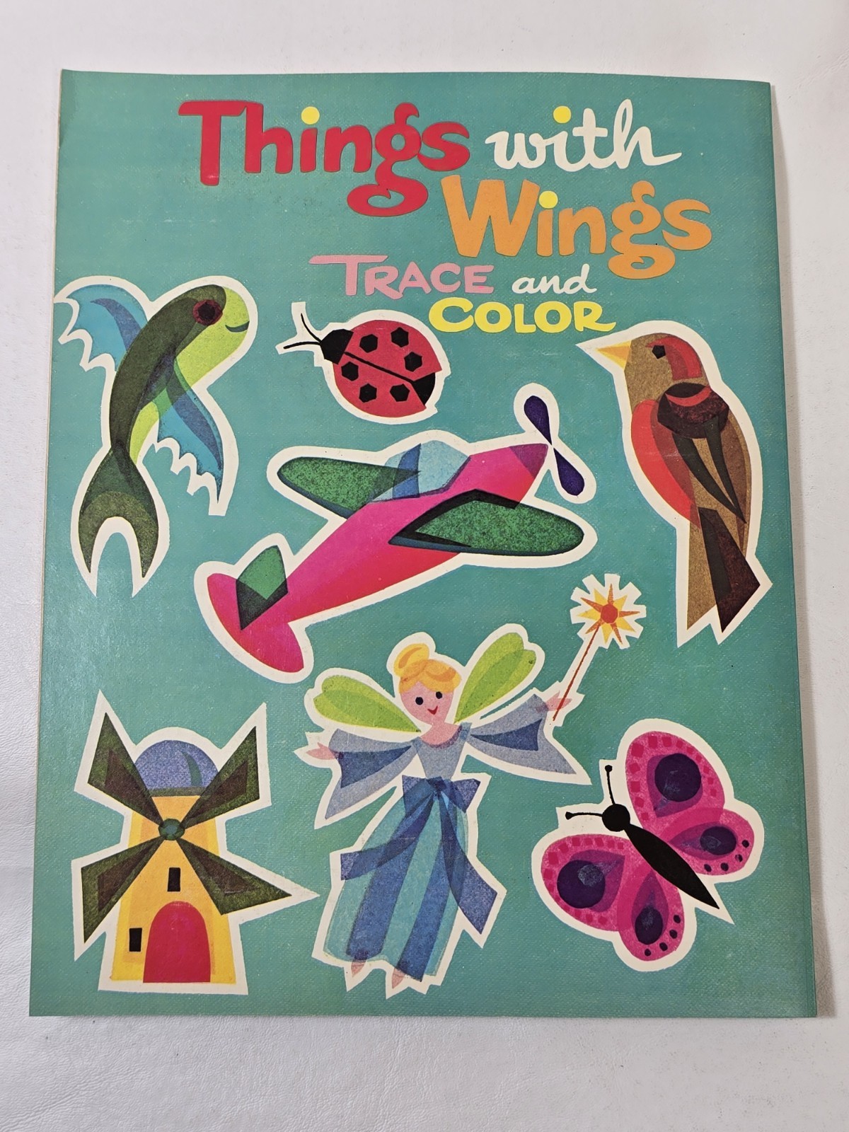 New Vintage THINGS WITH WINGS Activity Book Trace & Color Whitman