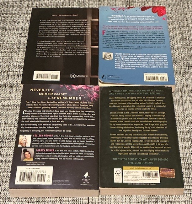 Colleen Hoover Novels Lot of 4 Paperbacks Preowned