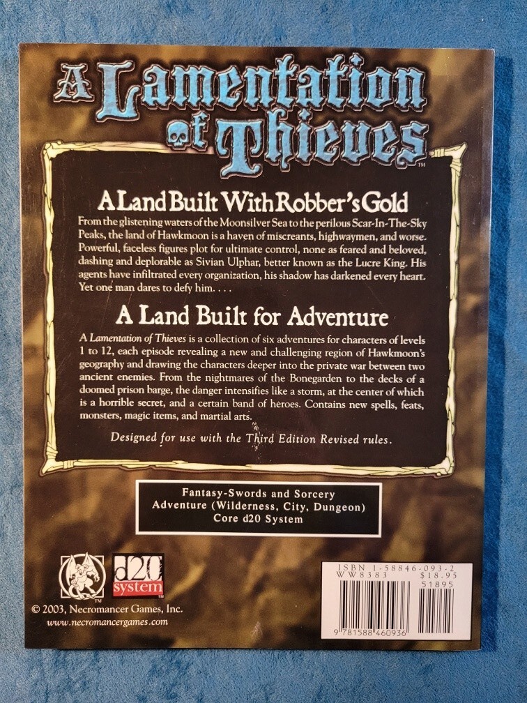 A LAMENTATION OF THIEVES ; SWORD & SORCERY ; ISBN 1-58846-093-2 ; 88 PAGES