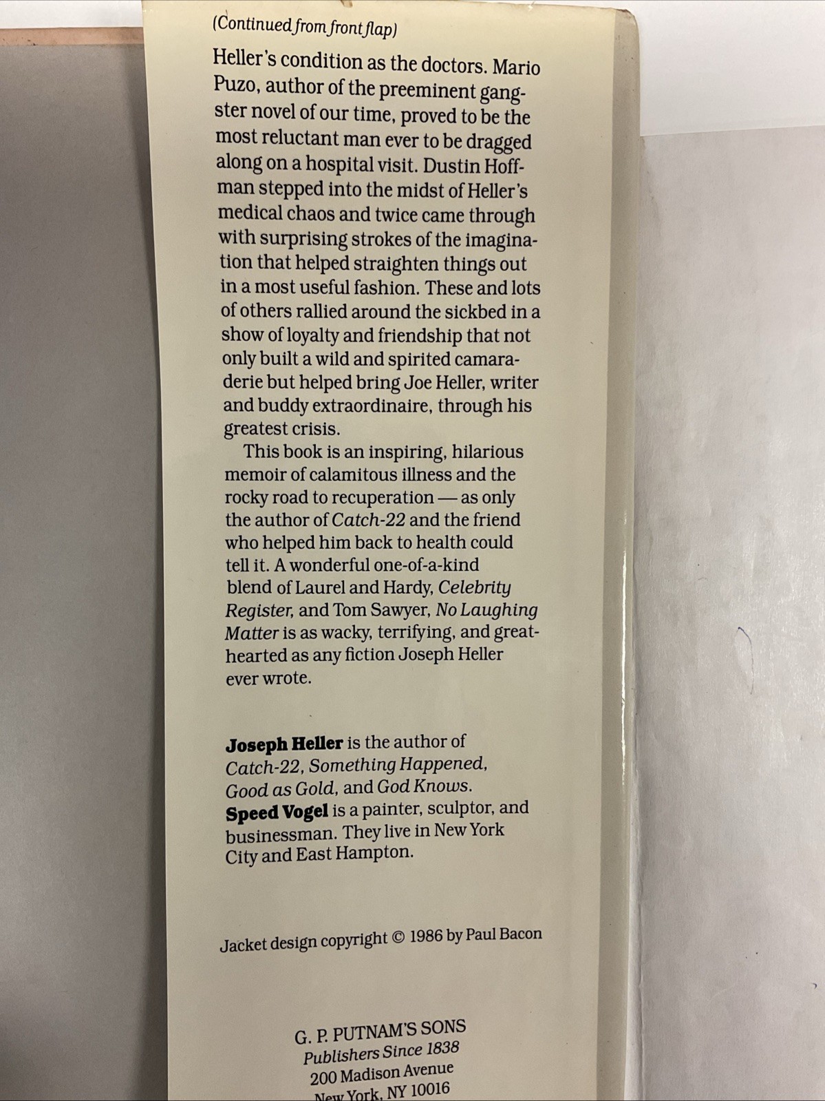 No Laughing Matter by Joseph Heller & Speed Vogel (1986, H/C, DJ)