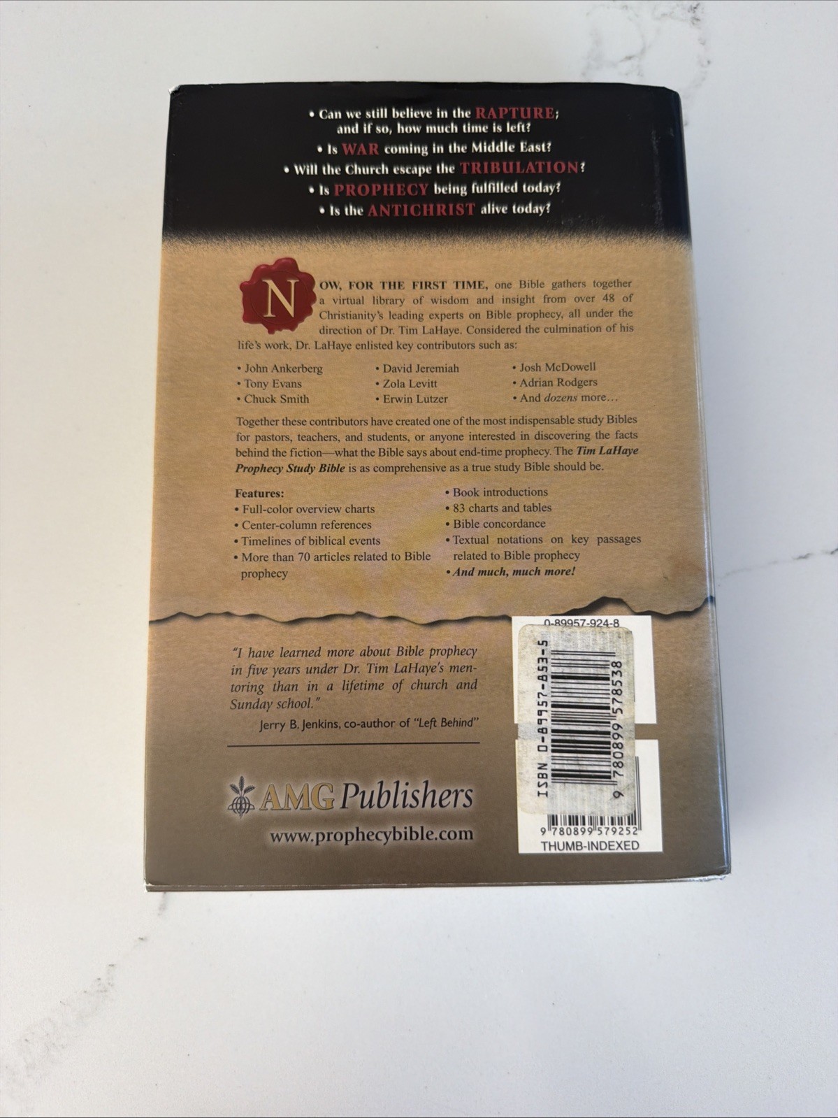 Tim LaHaye PROPHECY STUDY BIBLE KING JAMES Hardcover Dust Cover Left Behind