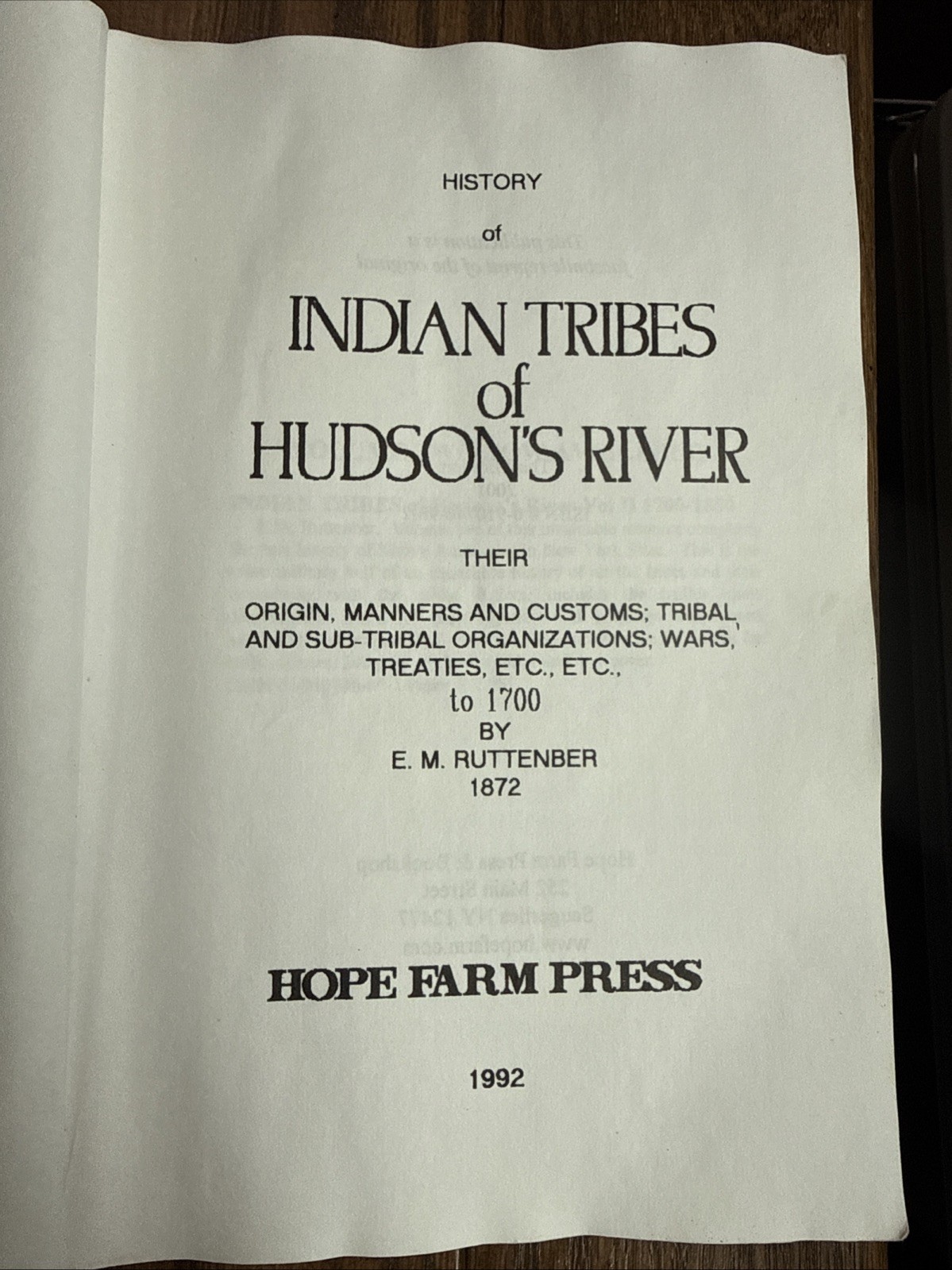 Indian Tribes of Hudson’s River To 1700 By E.M. Ruttenber Rare History Native Am