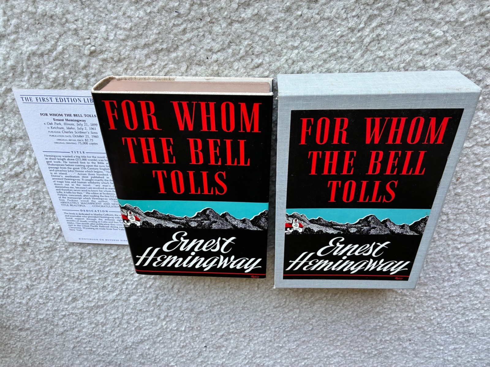 First Edition Library Ernest Hemingway „For Whom the Bell Tolls“ Hardcover HC