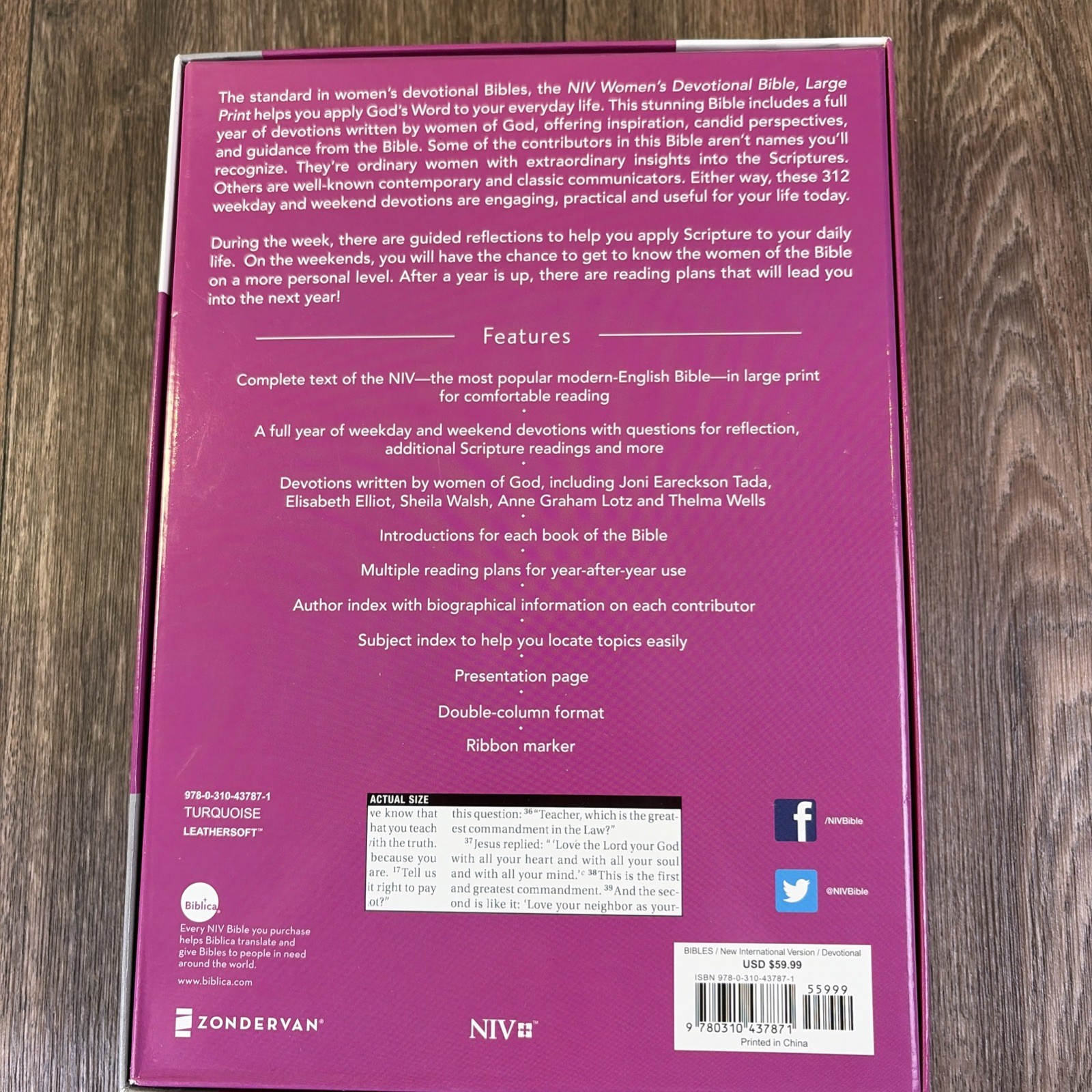 NIV Women’s Devotional Bible Large Print Leathersoft Teal by Zondervan