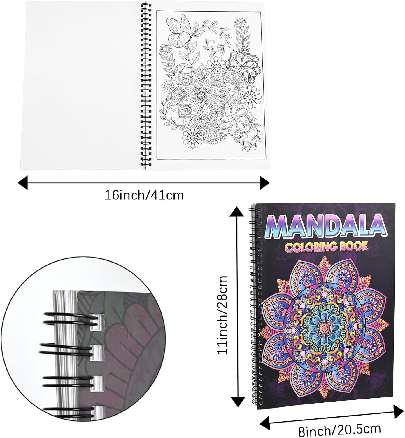3 Pack Adult Stress Relief Coloring Book,60 Page Mandalas,Animal & Flower Patter