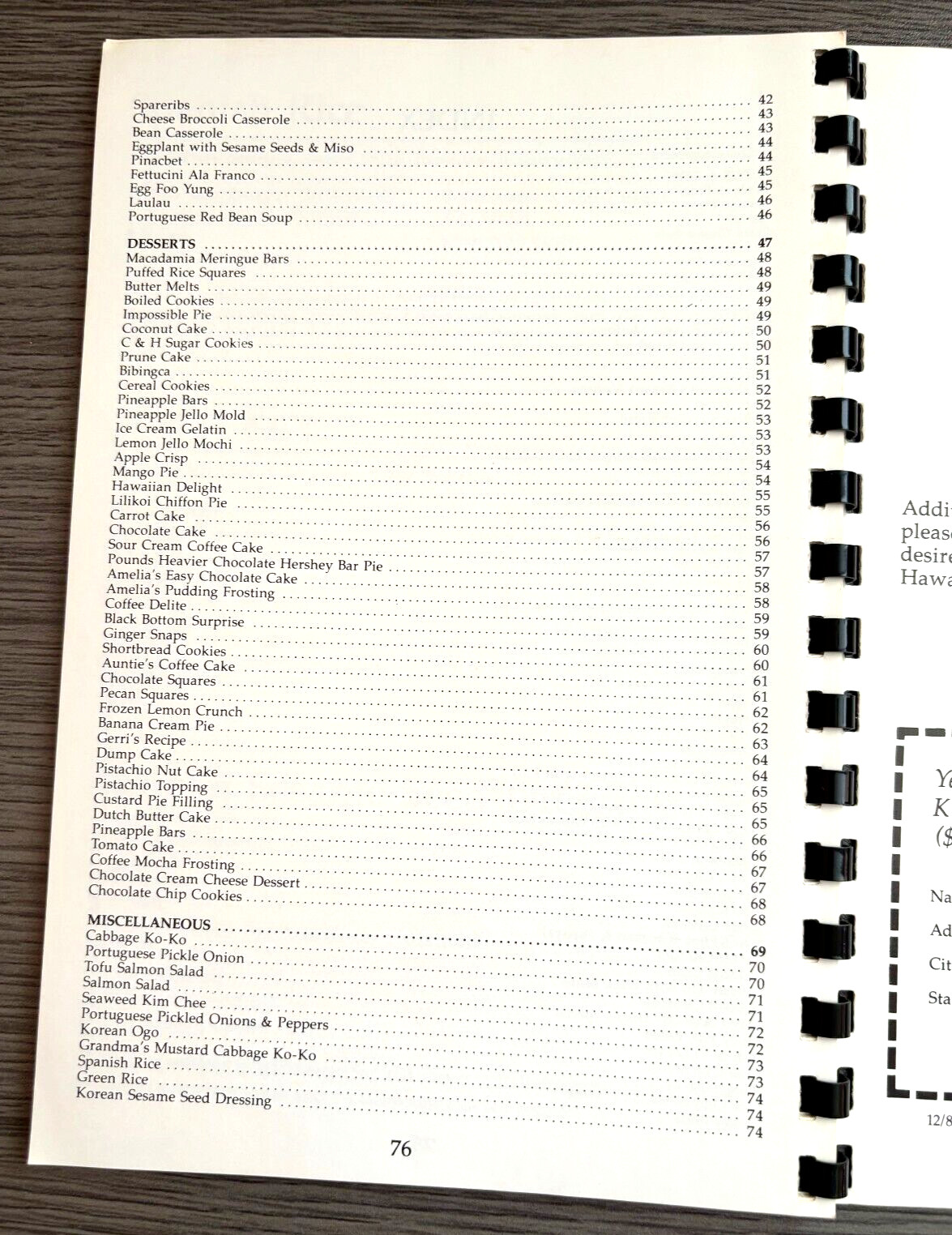 Vintage 1981 Hawaii AMCATS Cookbook WELCOME TO OUR KITCHEN Spiral Bound 76 Pages