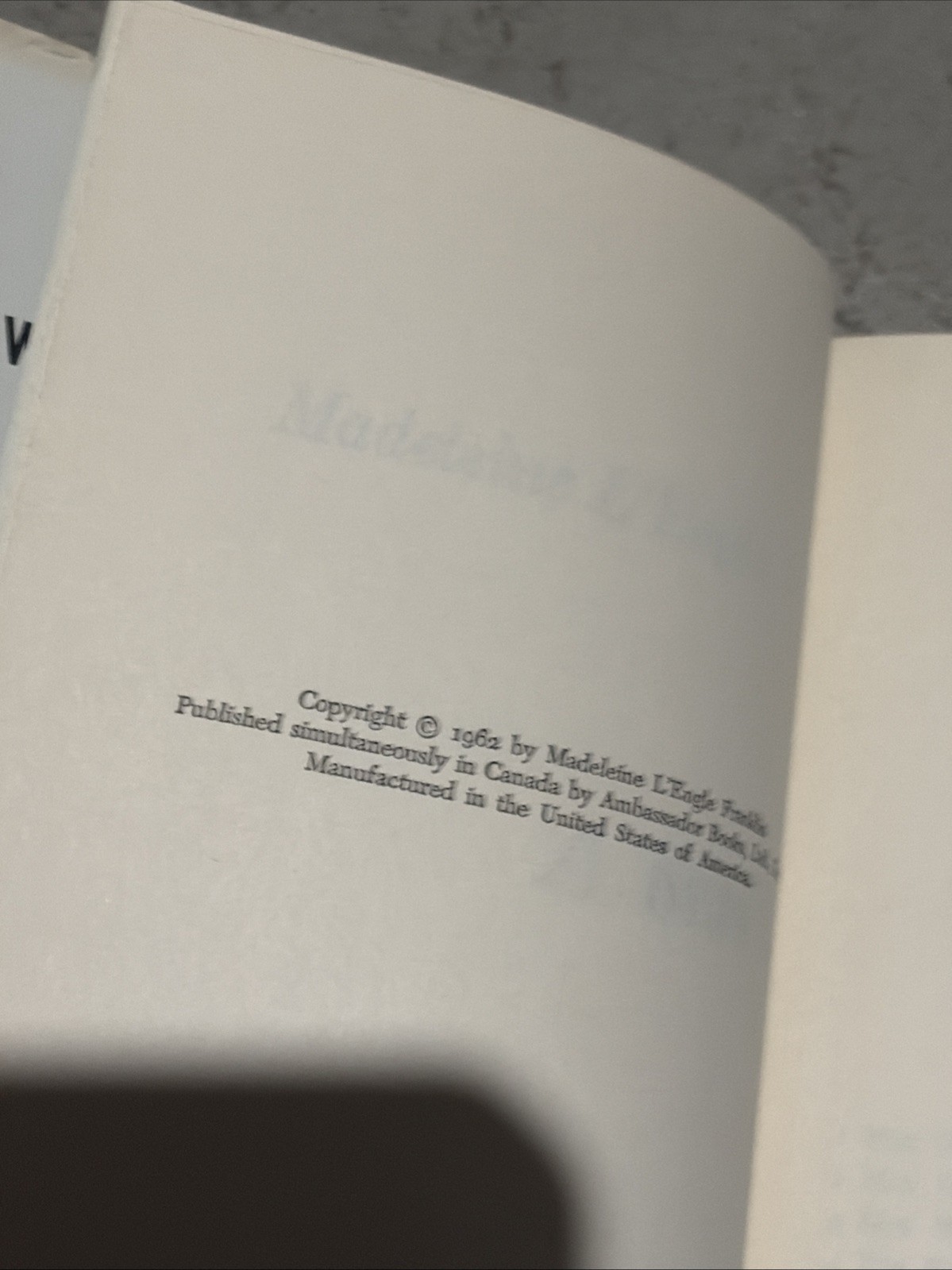 A Wrinkle in Time By Madeleine L’engle Hardcover Book 1962 Book Club 1st Edition