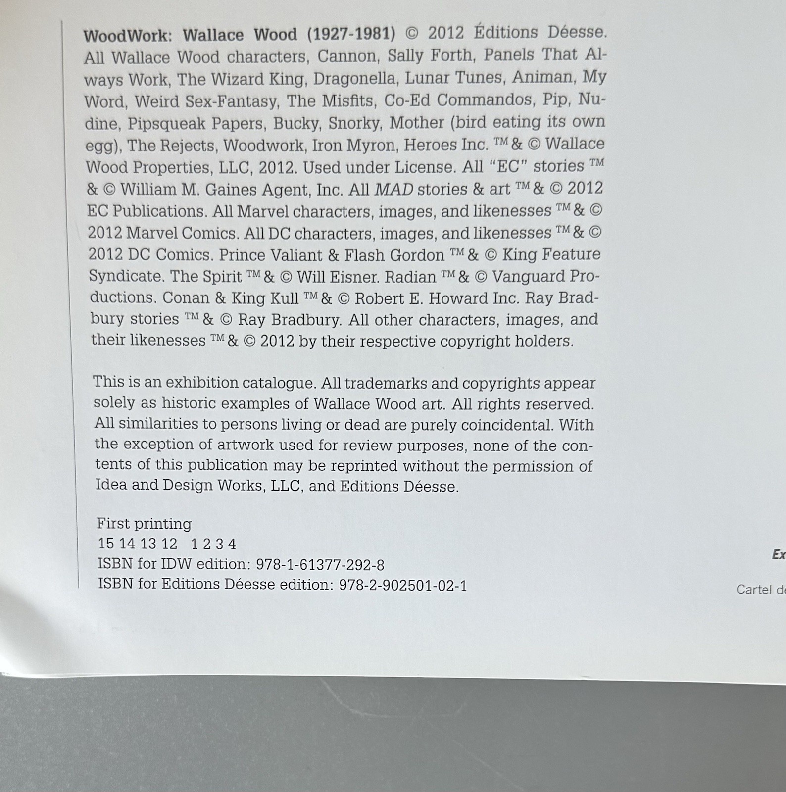 Must Read Description — Woodwork Wallace Wood 1927-1981 — Hardcover — 2012 IDW
