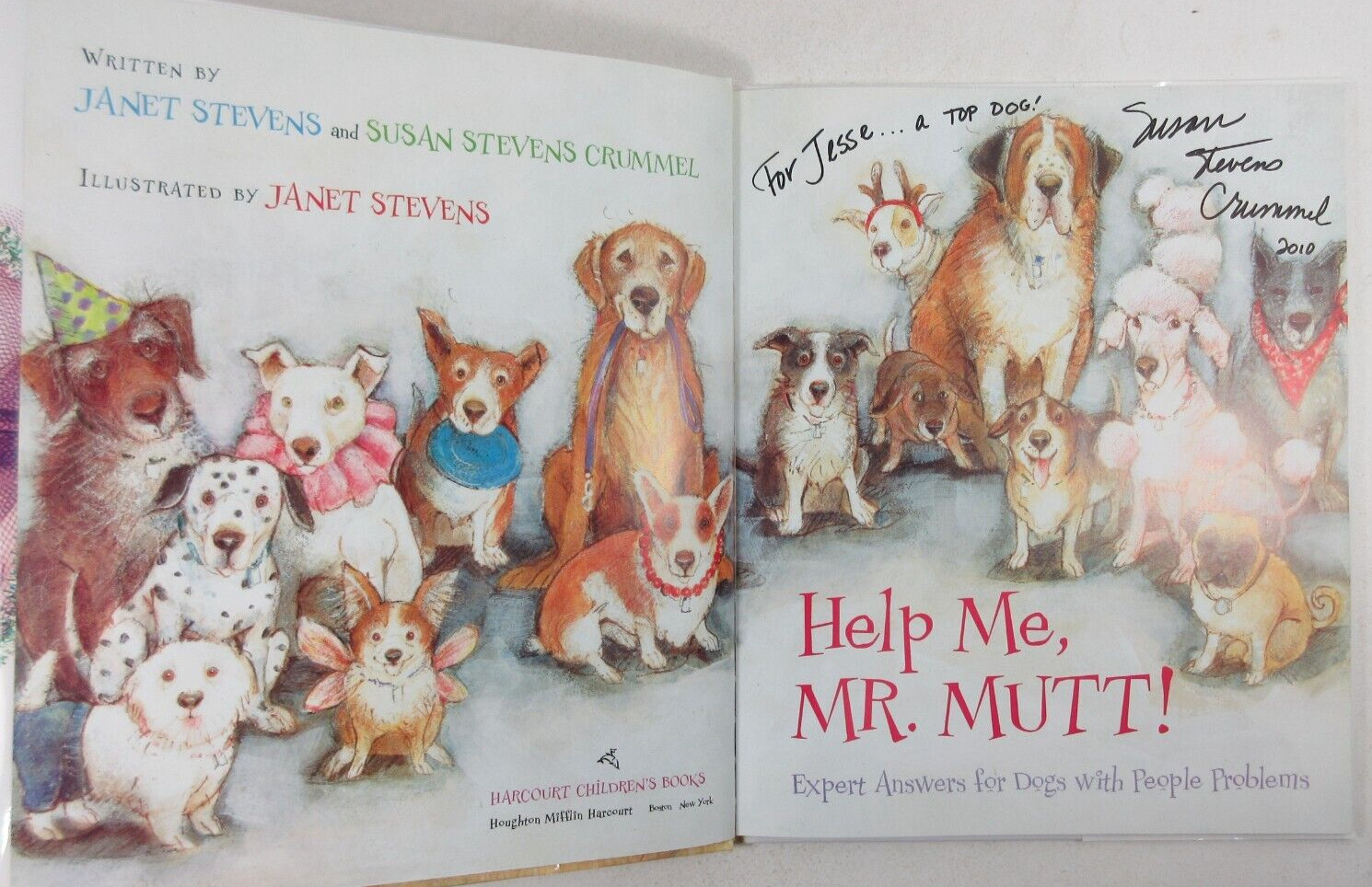 SIGNED by Susan Stevens Crummel „Help Me, Mr. Mutt!“ Janet Stevens Hardback DJ
