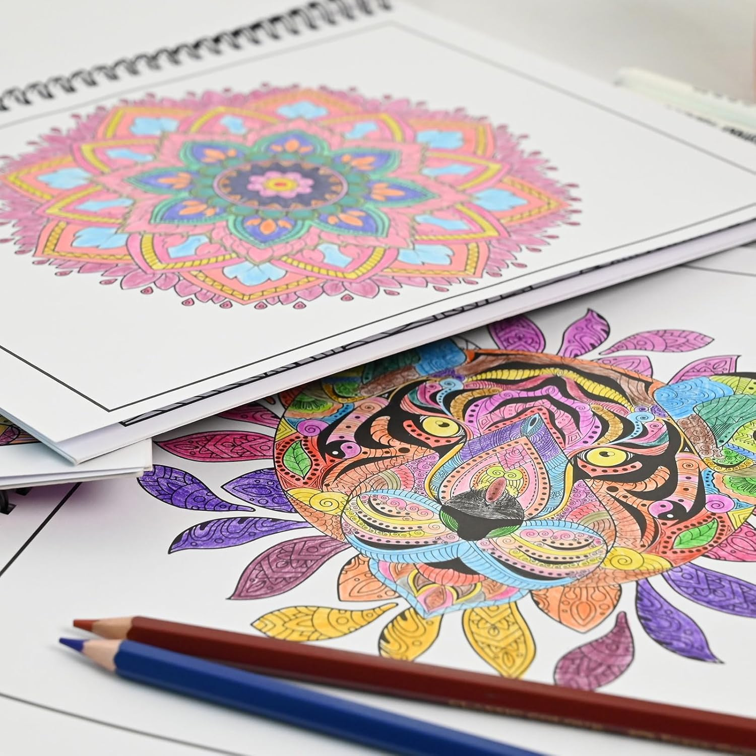 3 Pack Adult Stress Relief Coloring Book,60 Page Mandalas,Animal & Flower Patter