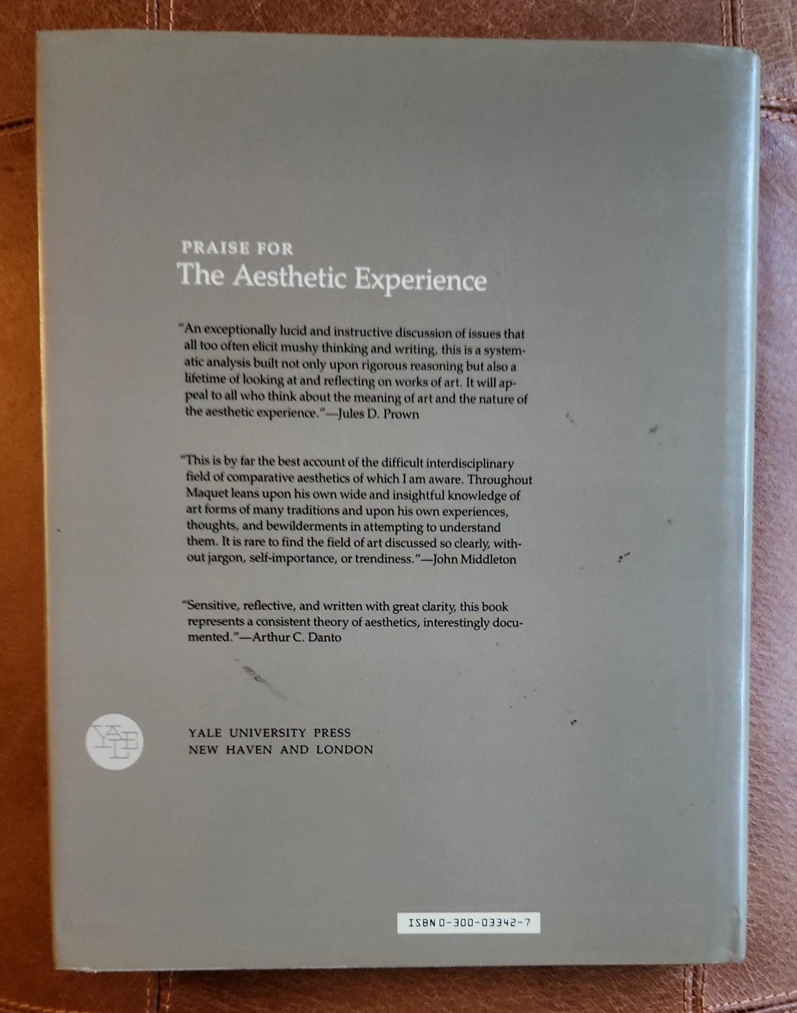 Jacques Maquet The Aesthetic Experience. Yale University Press 1986