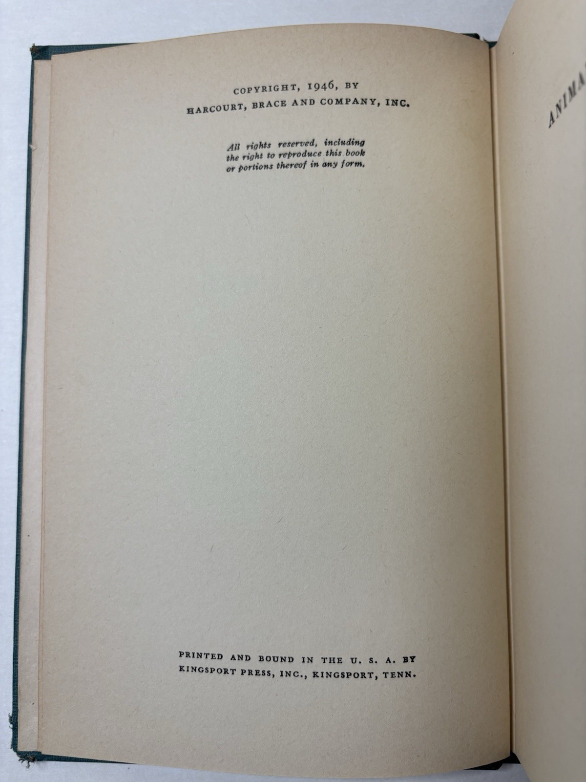 George Orwell Animal Farm Hardcover 1946 Harcourt Brace Co.