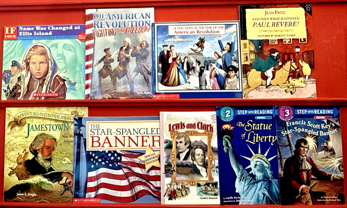 American Revolution 9 Books Patriotism Statue of Liberty Flag 4th of July 250th