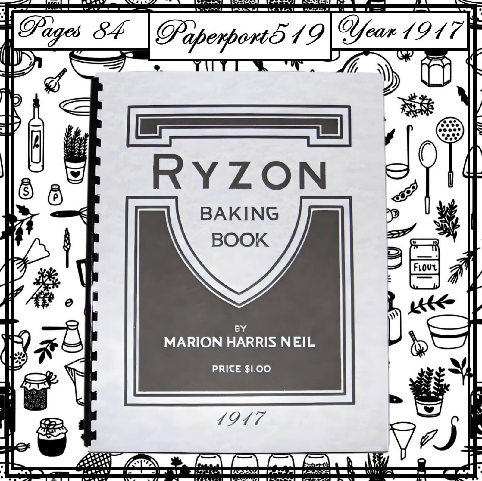 1917 Ryzon baking Cook Book 84 Pages