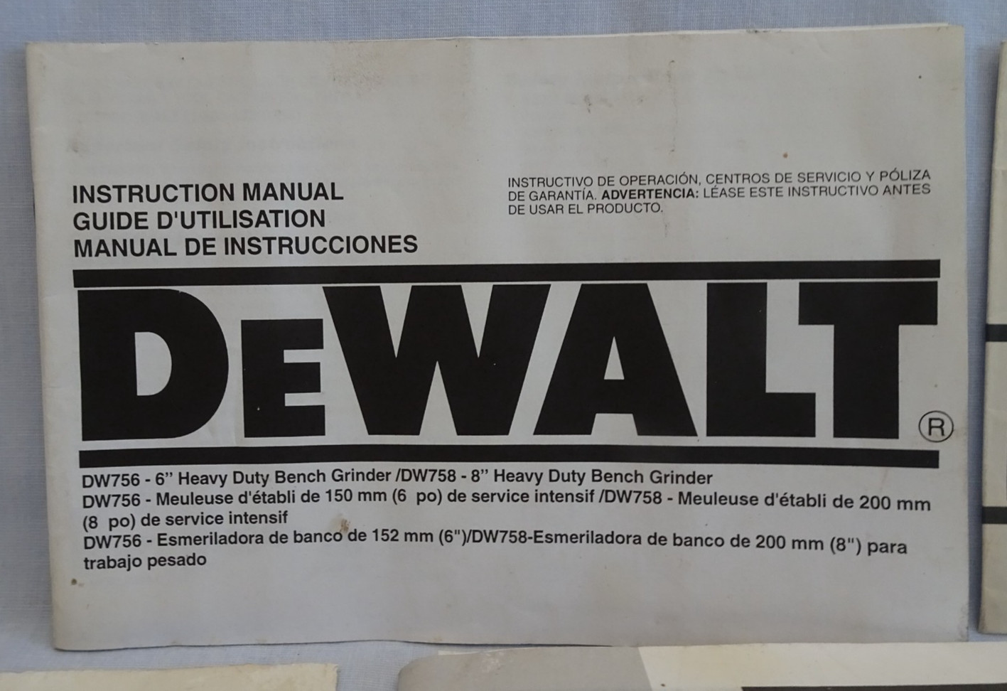Lot 8 MANUALS DeWalt Tools Midland CB Radio CRAFTSMAN Fluke BRINLY Porter-Cable