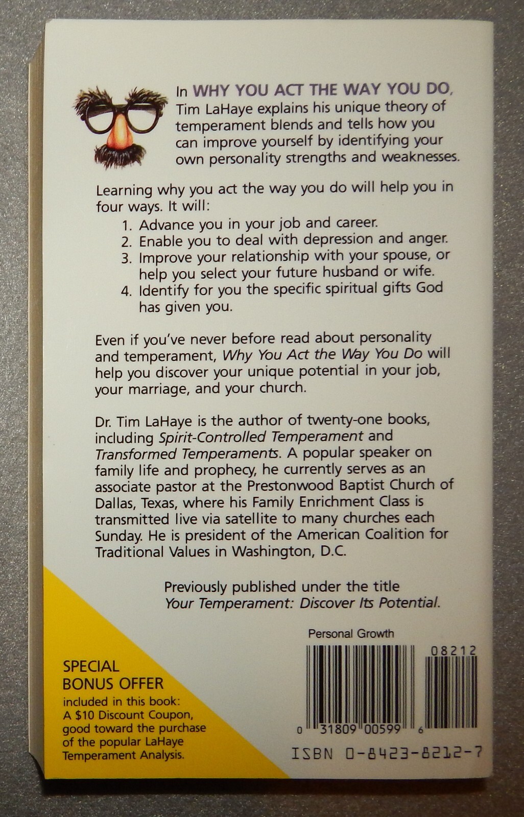 Why You Act The Way You Do by Tim LaHaye (Paperback, 1984) New