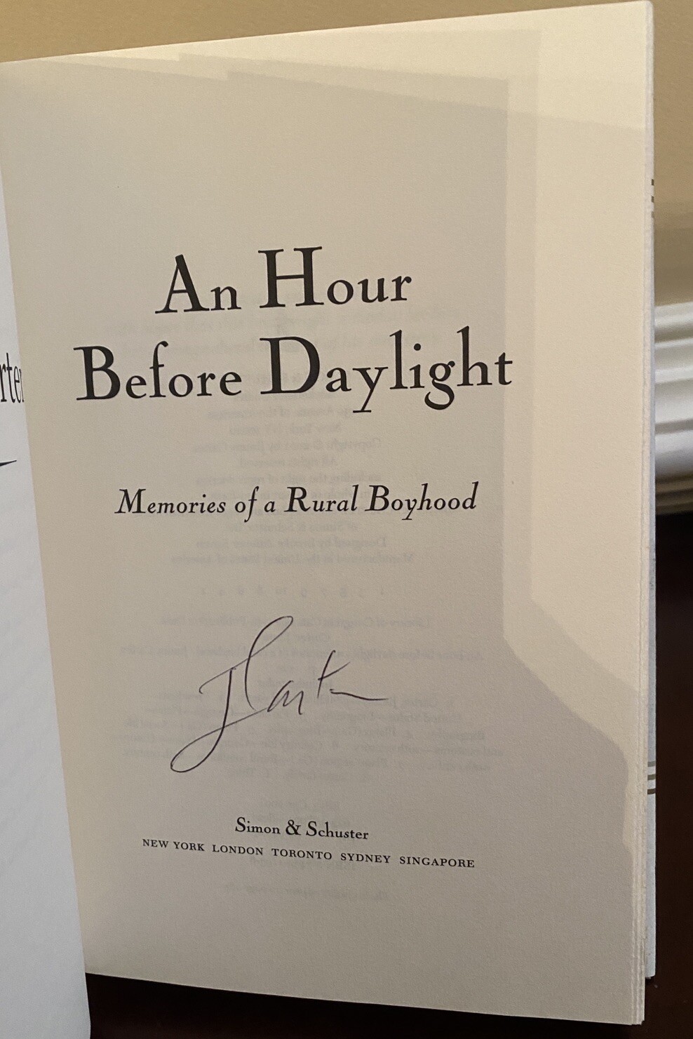 SIGNED President Jimmy Carter An Hour Before Daylight 1st Edition/Print HC Book