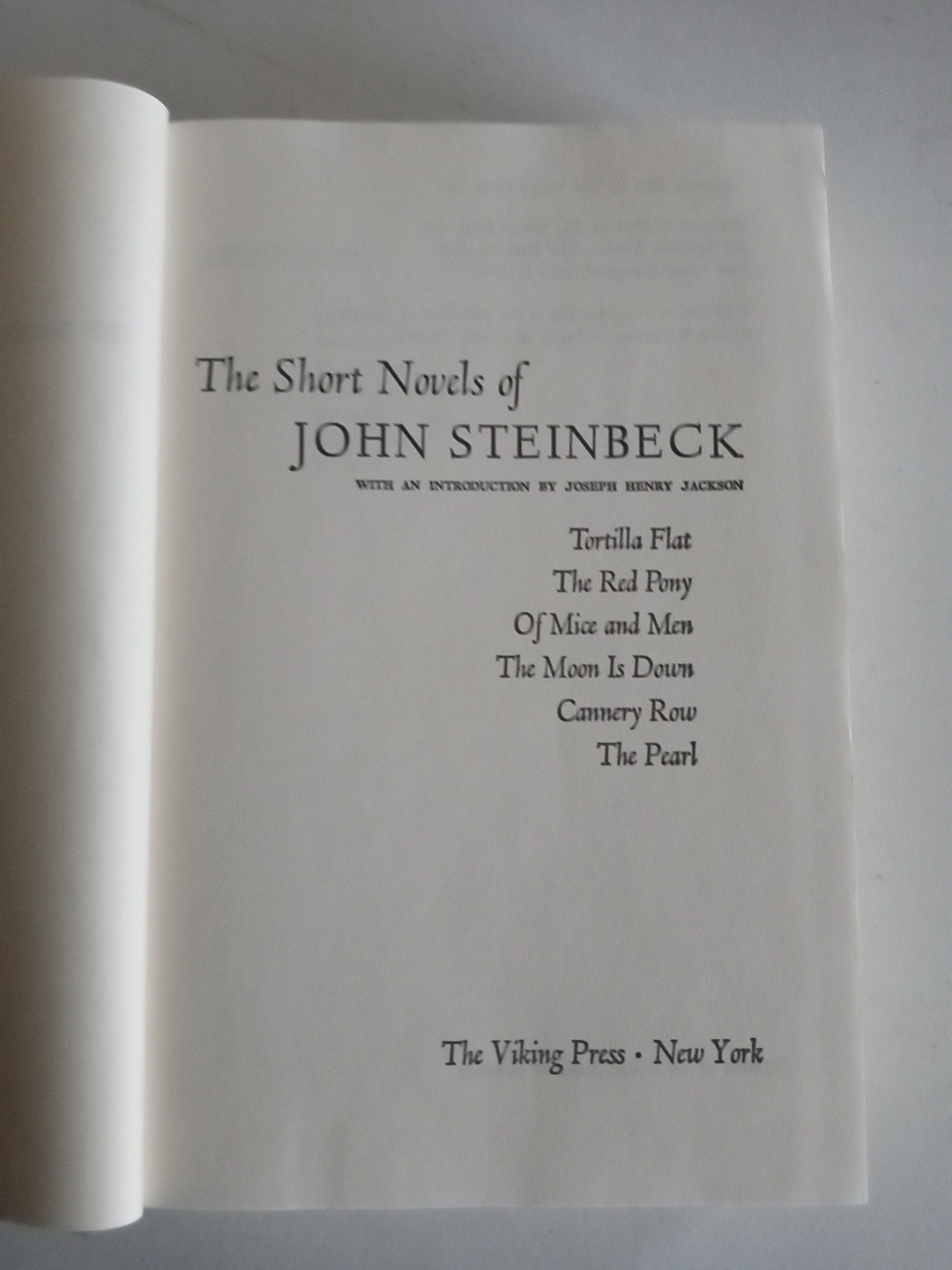 The Short Novels Of John Steinbeck 1953 The Viking Press BCE Hardcover