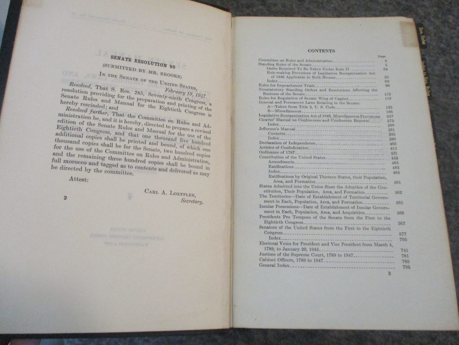 SENATE MANUAL(4) UNITED STATES RULES 1947-57-63-75 -SENATOR JOHN SPARKMAN ESTATE