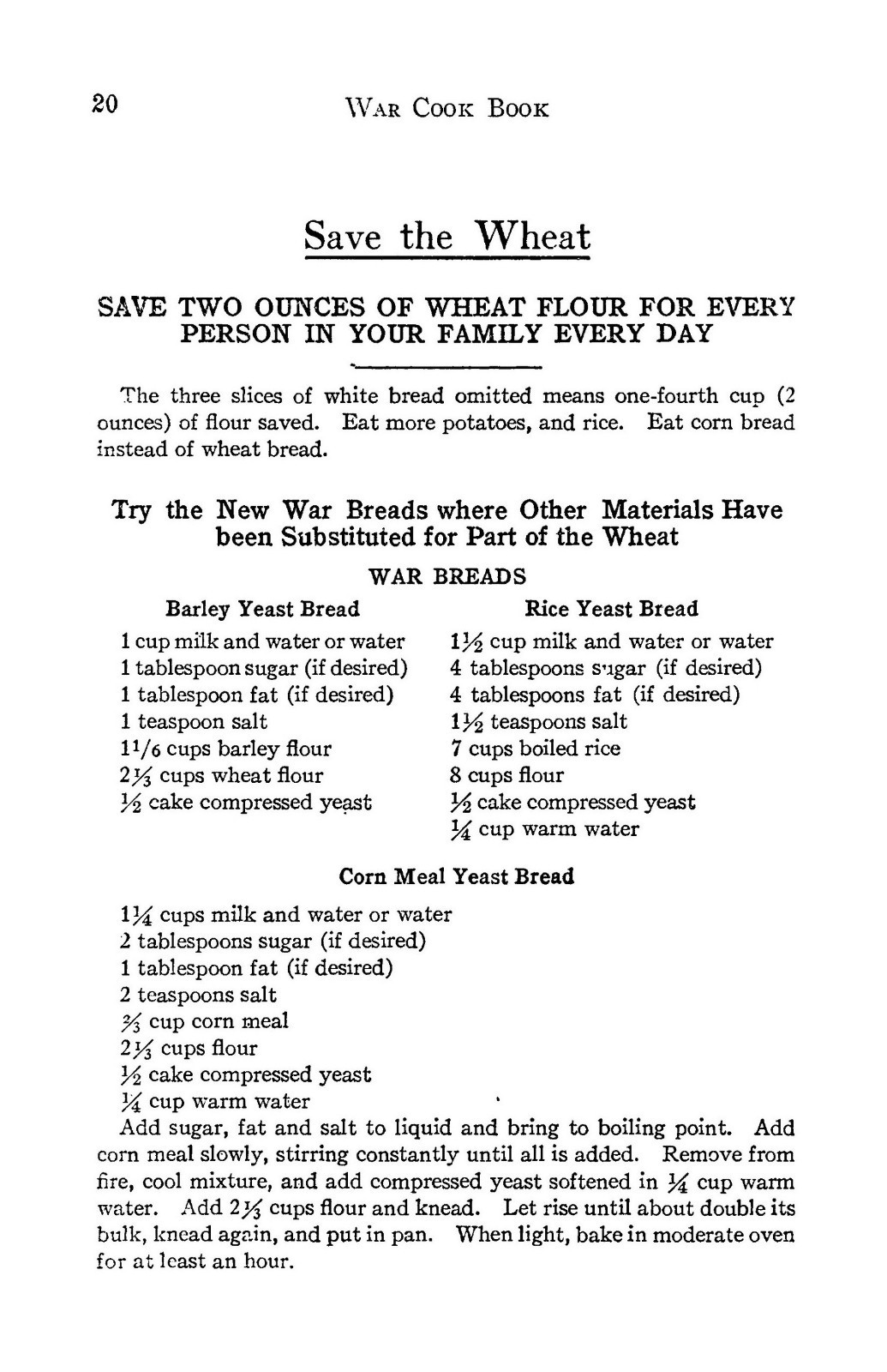 1917 War Cook Book For American Women 32 Pages