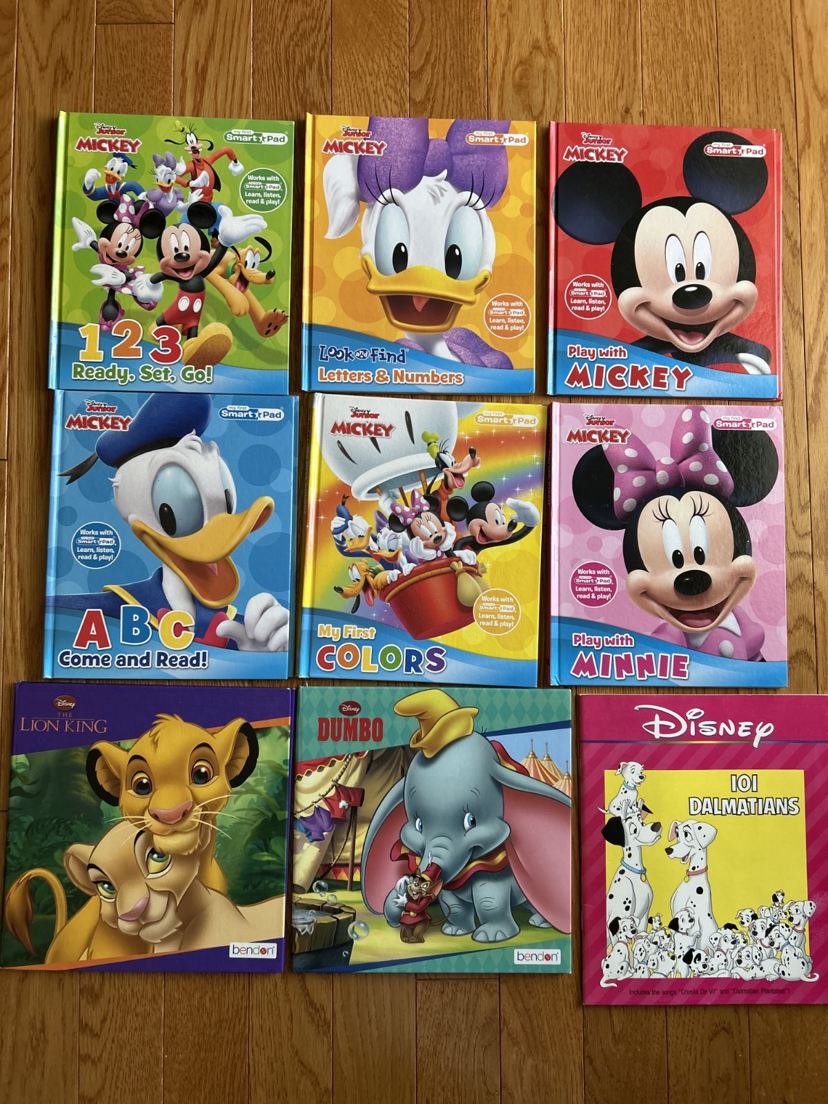 9 DISNEY Books! Junior Mickey (no smart pad), Minnie, Donald & Daffy Duck, Dumbo