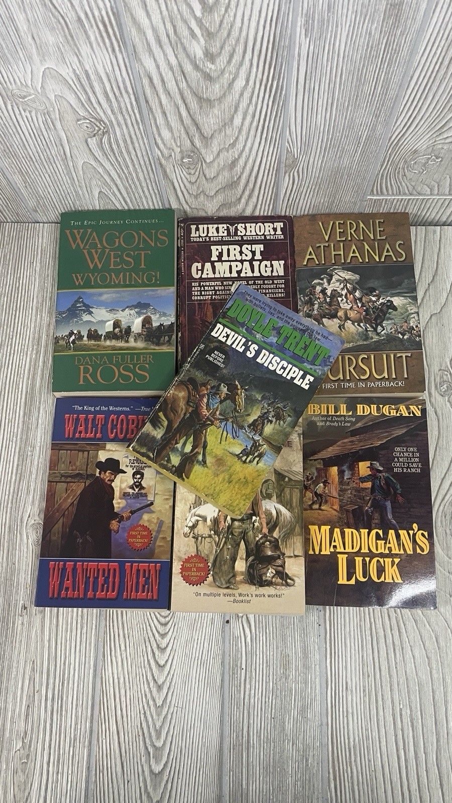 Western Action Adventure Lot of 7 Paperback Trent Dugan Work Coburn Ross Athanas