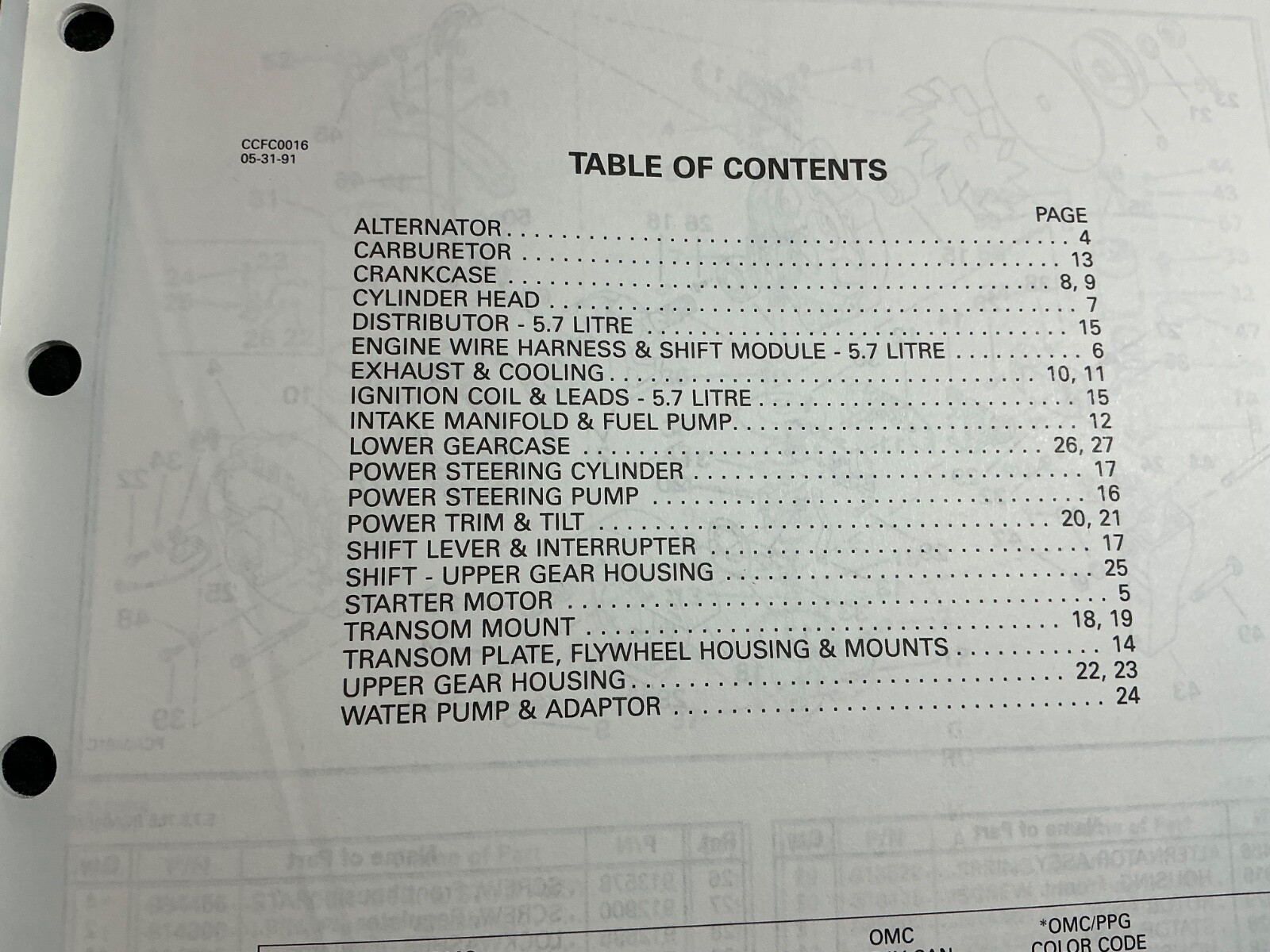 1992 OMC Cobra 5.7L L.E. 350 GM V8 AMH Stern Drive Models Parts Catalog