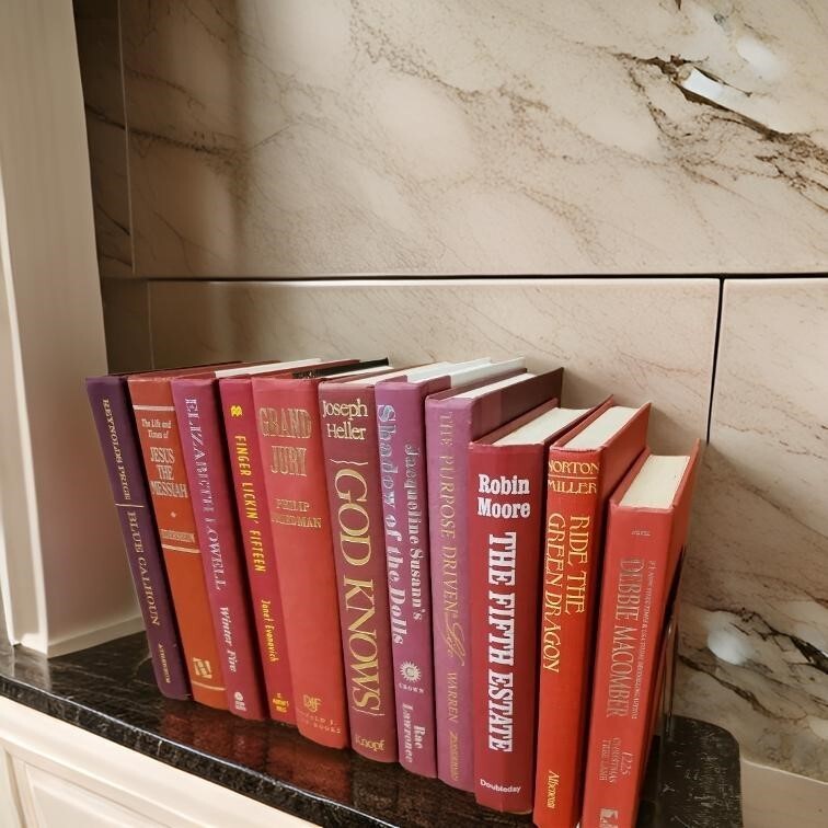 Lot of 6 Hardcover RED BURGUNDY ROSE PINK Shades Books for Staging Prop Decor