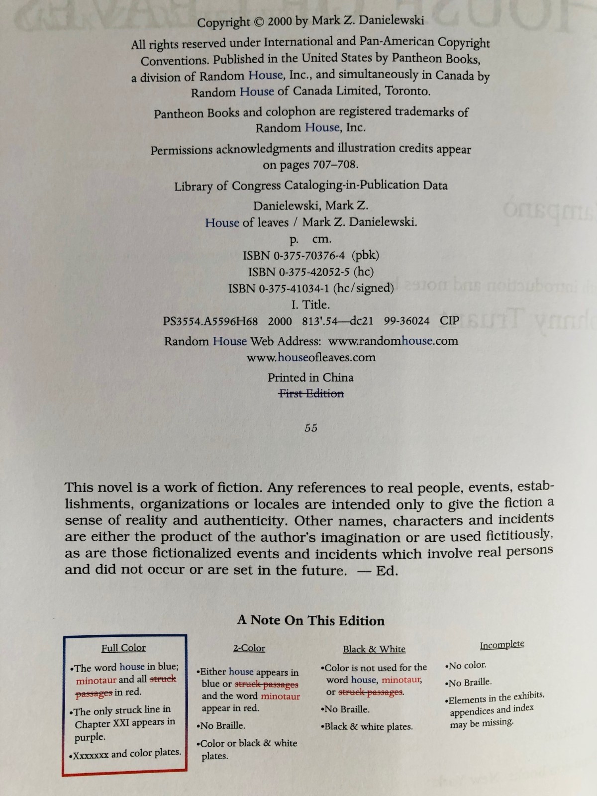 SIGNED House of Leaves (Remastered Full-Color Edition) by Mark Z. Danielewski PB
