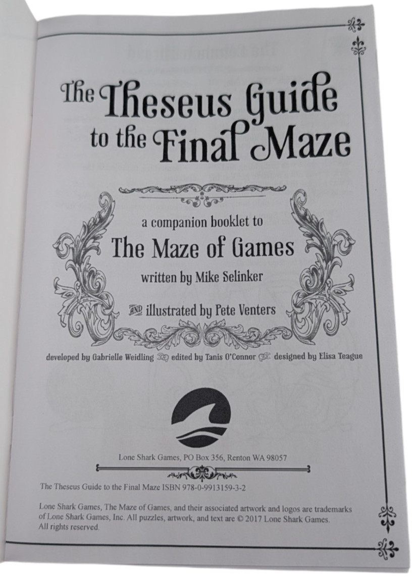 The Maze of Games Mike Selinker 2nd Ed Hardcover Theseus Guide Lone Shark