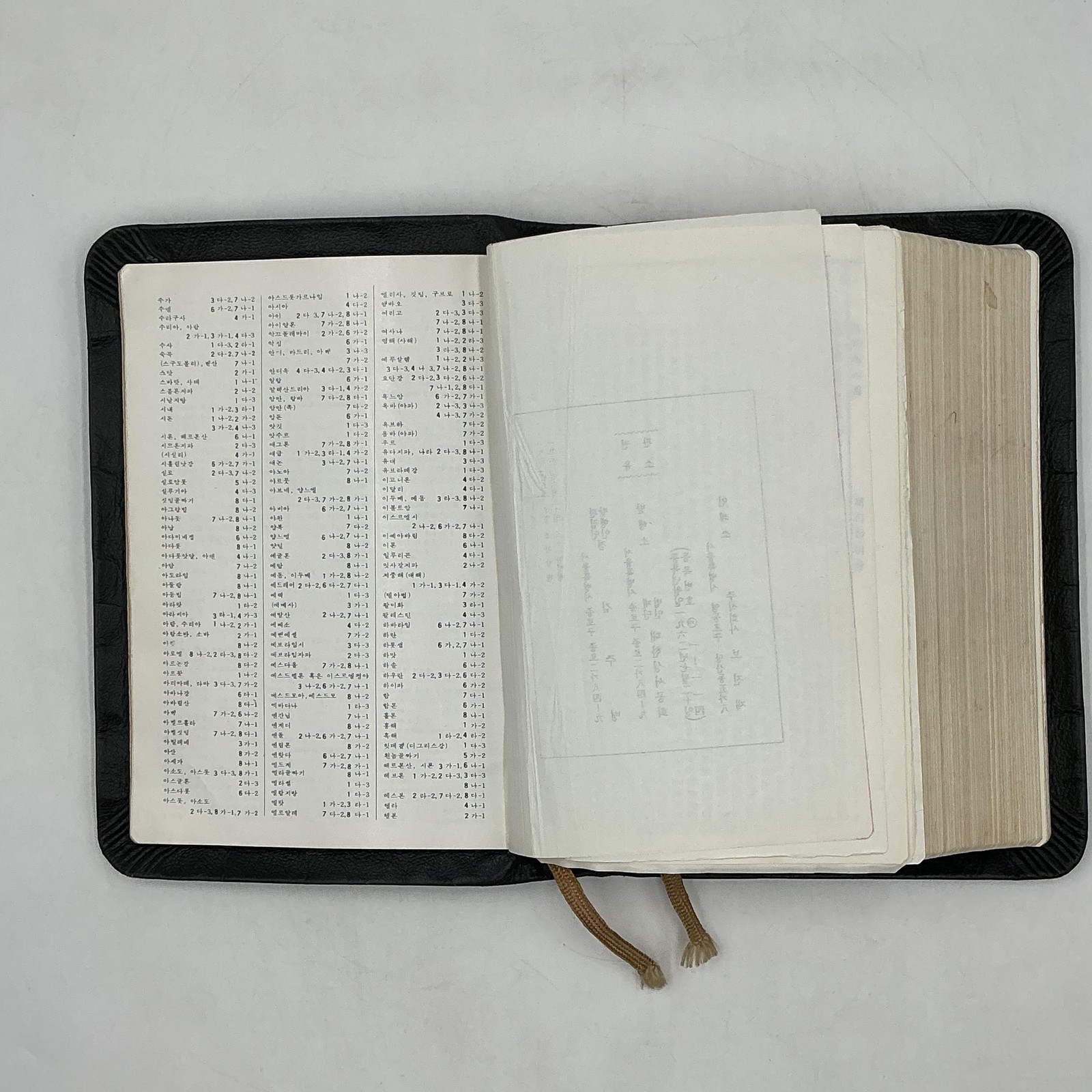 Vintage 관주 성경전서 한글판역 Hardcover Leather Bound Black 1983 South Korea Rev Ed