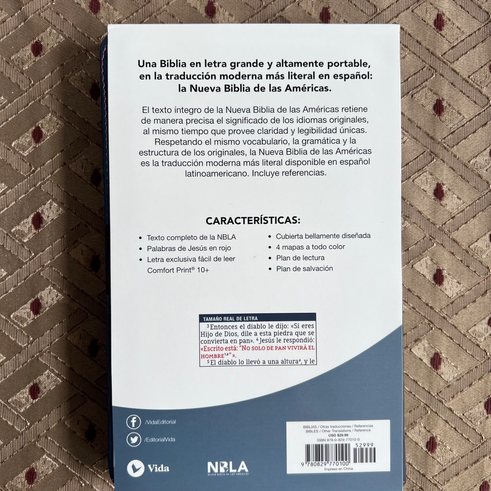 NBLA Biblia Ultrafina Letra Grande Tamaño Manual Leather Azul – NEW Nueva