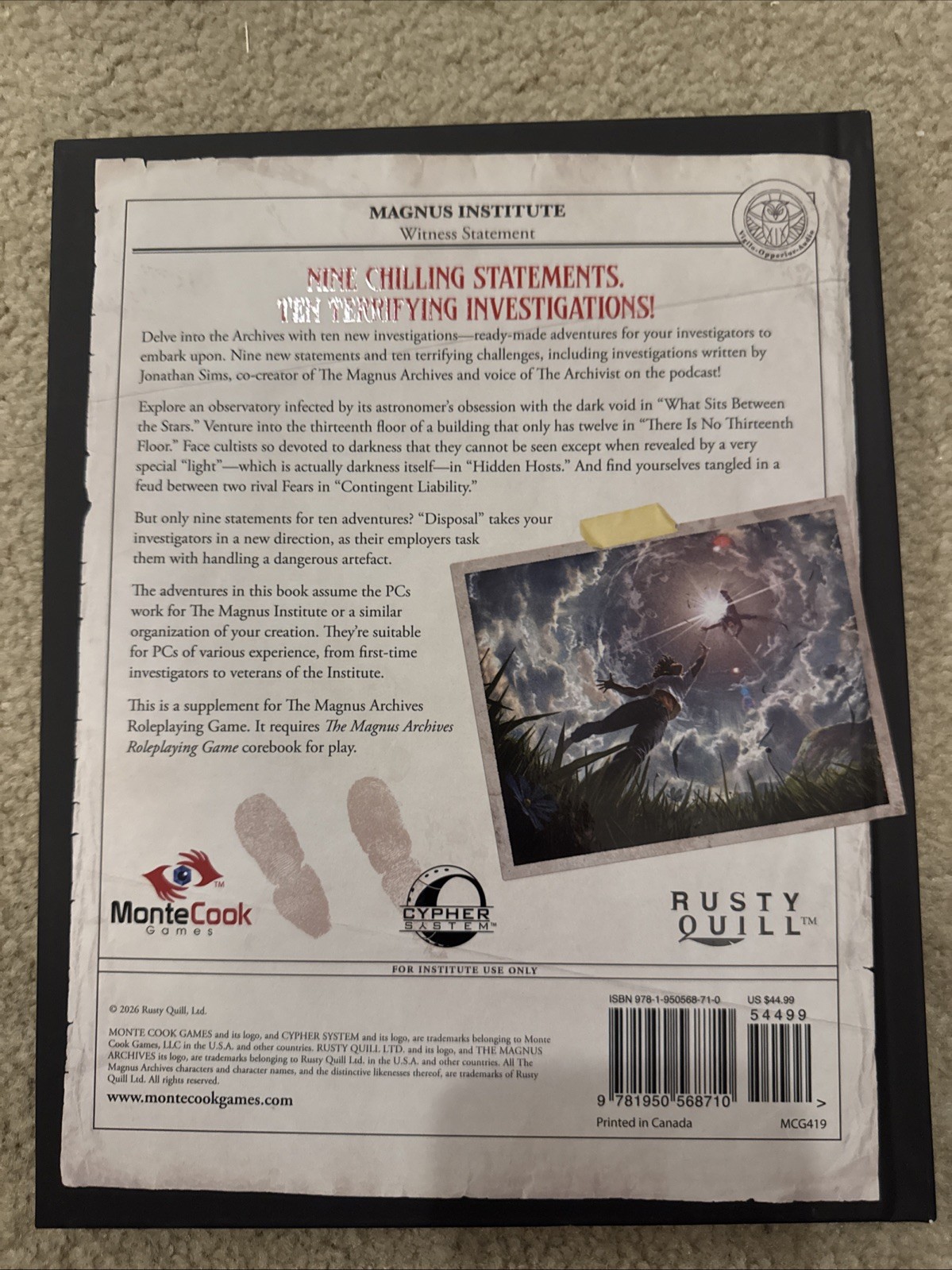 The Magnus Archives “Make Your Statement” RPG Hardcover Book